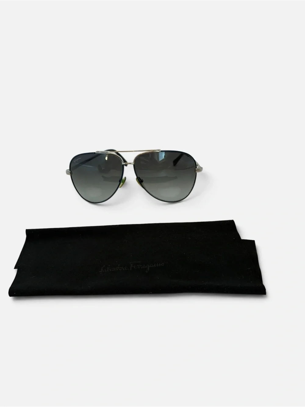 Salvatore Ferragamo Aviator Sunglasses in Black and Silver-Tone - Picture 2 of 6